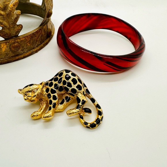 Vintage Leopard Cat Brooch & Bracelet - Picture 8 of 8
